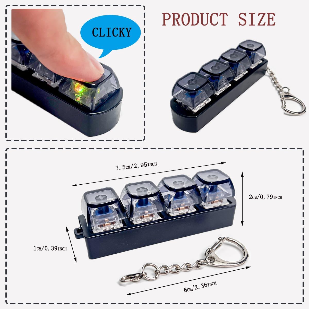 StressLess Click Keyboard Keychain