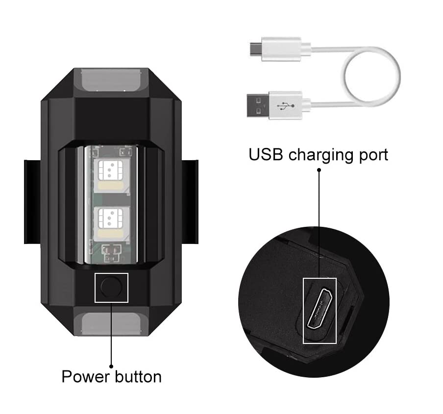 LED Aircraft/Strobe Light - USB Rechargeable for Drone/Bicycle