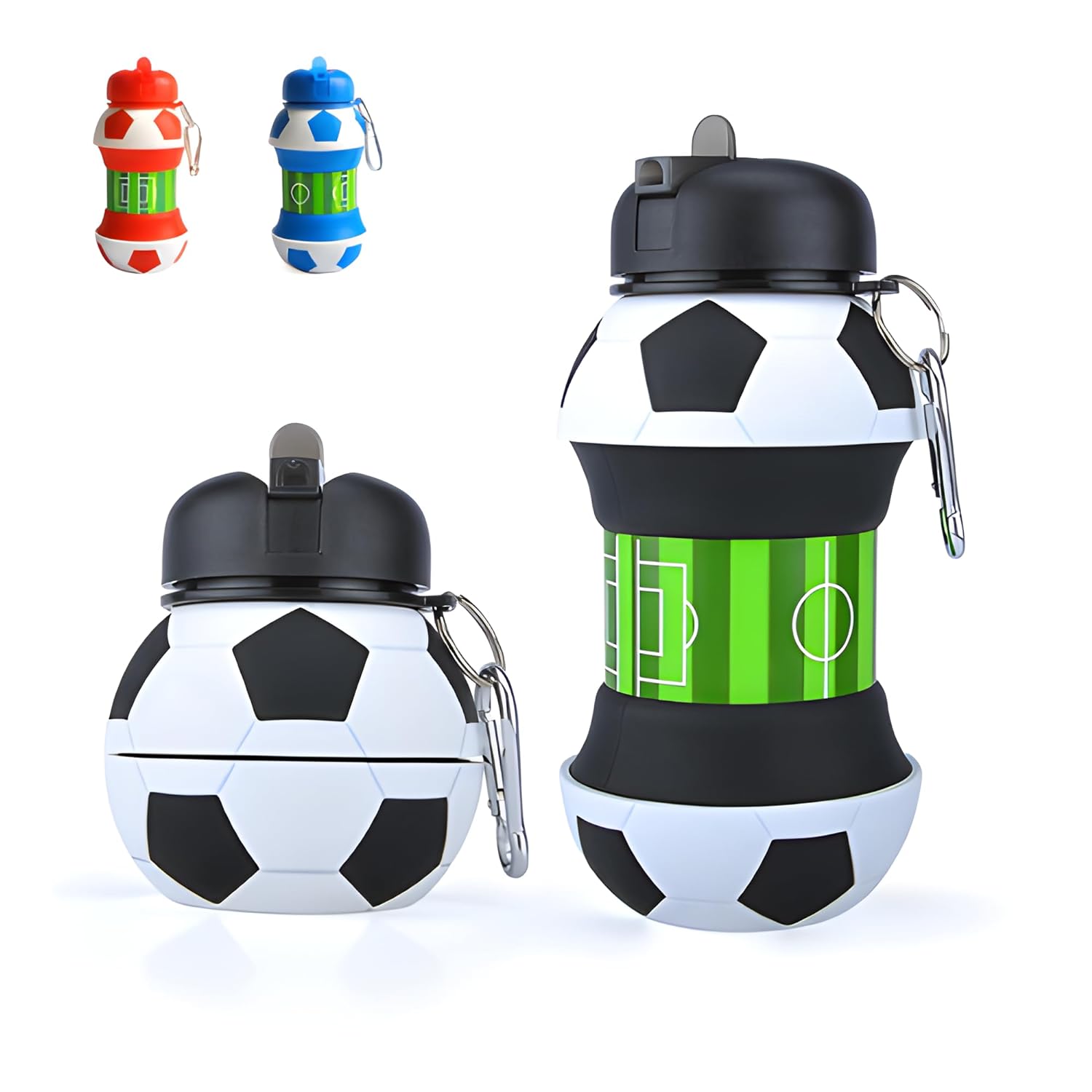 FootBall Collapsible Expandable Silicone Bottle for Kids 550ml