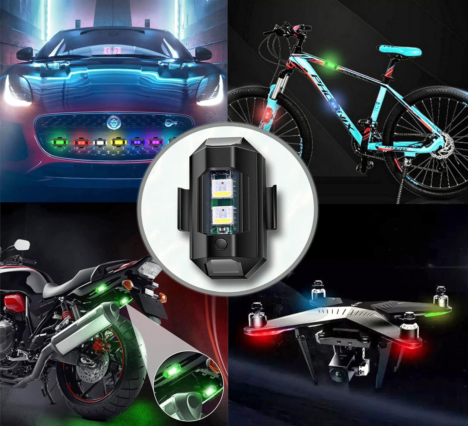 LED Aircraft/Strobe Light - USB Rechargeable for Drone/Bicycle