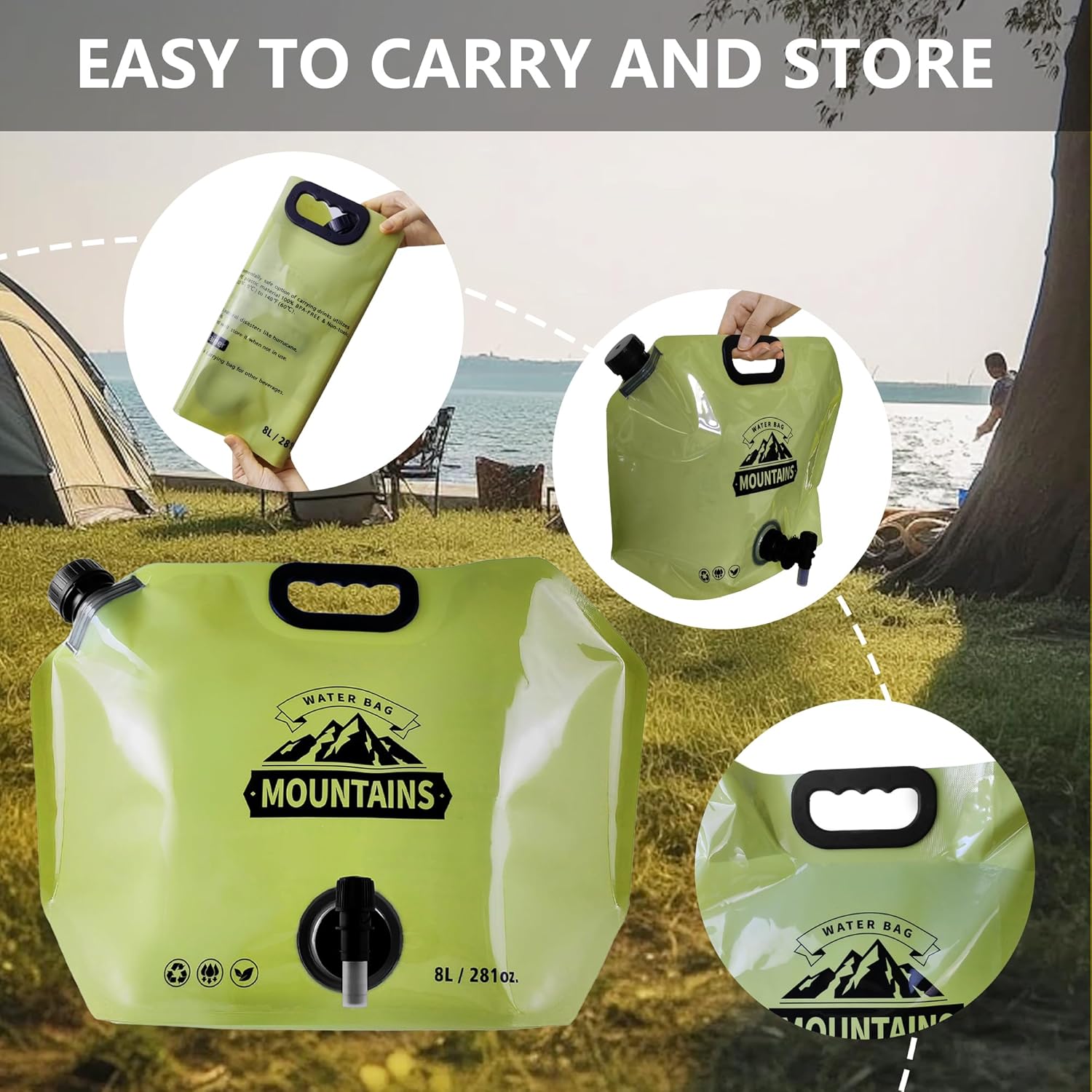 SpillSafe Portable Water Bag 8L